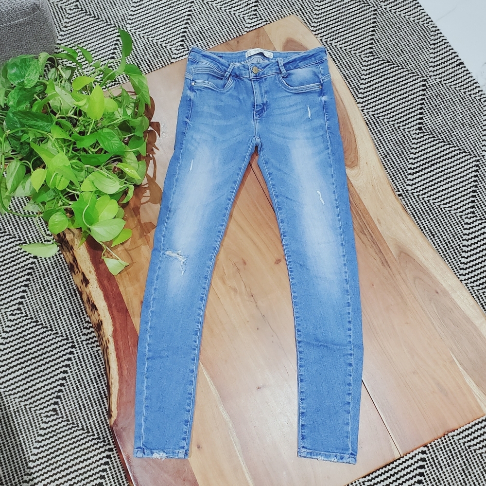 Vintage Y2K Zara Trafaluc Mid Rise Skinny Fit Vivid Blue Jeans